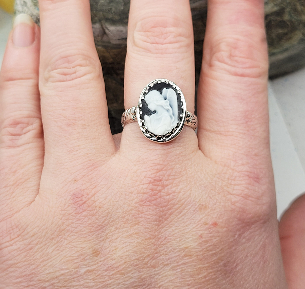 Cameo Ring, Sterling Silver Ring, Beautiful Cameo Jewelry, Old Fashion Ring,  Big Stone Ring, Light Blue Ring,bridesmaid Gift,victorian Style - Etsy