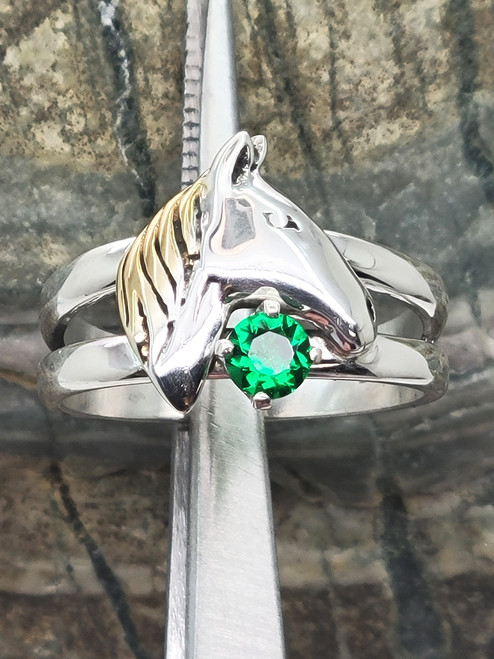 Horse ring in Sterling Silver 925 with Birthstone