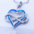 Infinity Heart Sterling Silver 925 Pendant with Blue Fire Opal Inlay