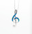 Blue Opal inlaid Music Treble Clef Symbol Sterling Silver 925 Pendant