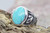 Wolf Heads Inlaid Genuine Turquoise Ring in Sterling Silver 925
