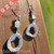 Genuine Canadian Agate Geode Sterling Silver 925 Earrings Circle Oval with rainbow moonstones