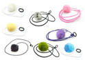 all available colors of the real rabbit fur handmade bouncy string cat toy, white, gray, pink, blue, green, yellow, purple, natural