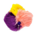real Rabbit Fur 3 pom Cat teaser wand refill, pink, yellow, purple