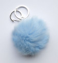 Rabbit Fur Pom Pom Keychain - Blue
