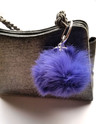 Rabbit Fur Pom Pom Keychain - Purple