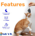orange and white tabby cat playing with real rabbit fur mouse cat toy with features listed, real fur, perfect gift for cat lovers