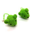 green crochet mice, mats for pets