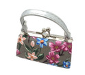 gray floral purse