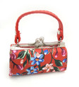 red floral purse