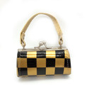 gold checker purse