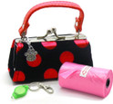 Poo Bags with Purse Dispenser - Red Polka Dots