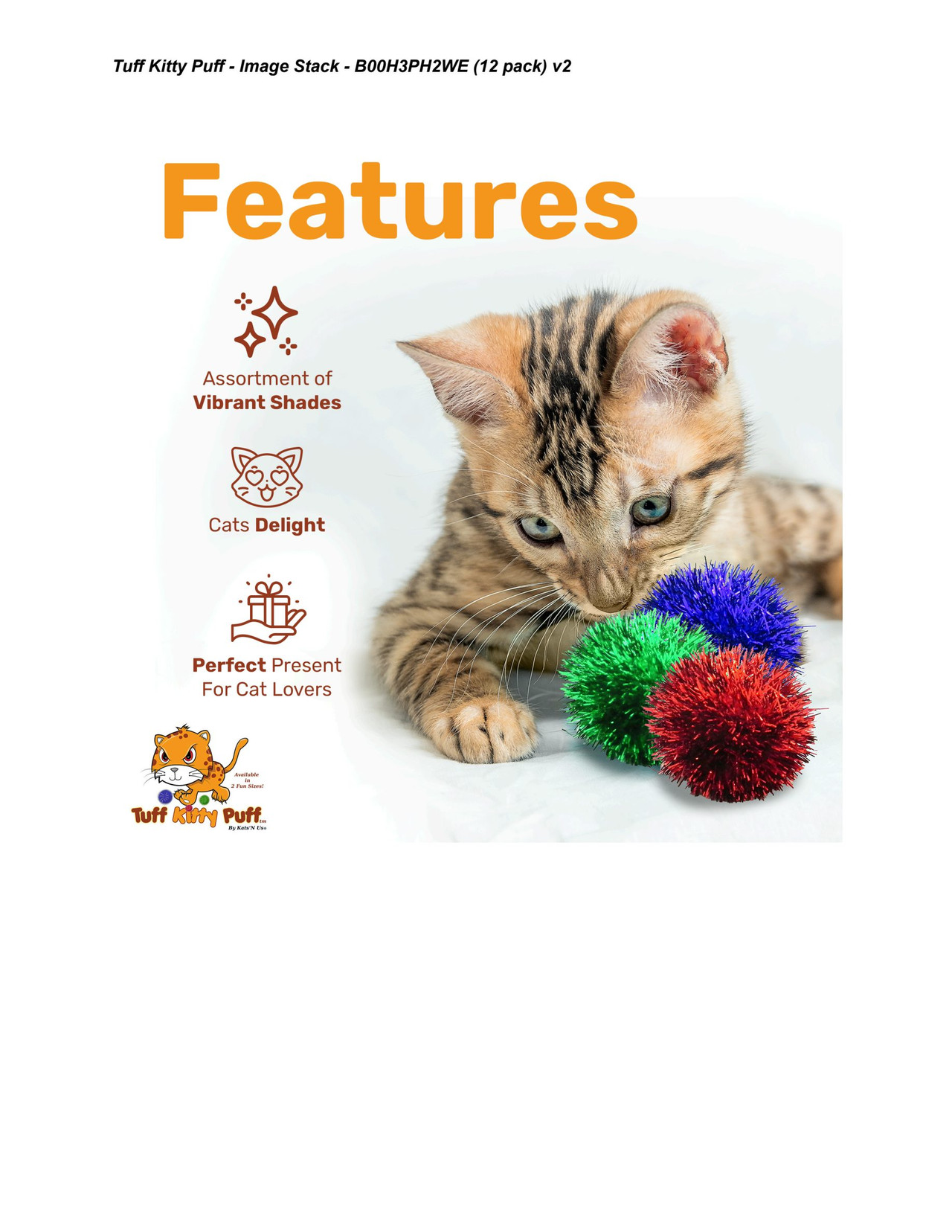 Tuff Kitty Puff Sparkle Ball Cat Teaser Wand – Blue (Kats'N'Us)