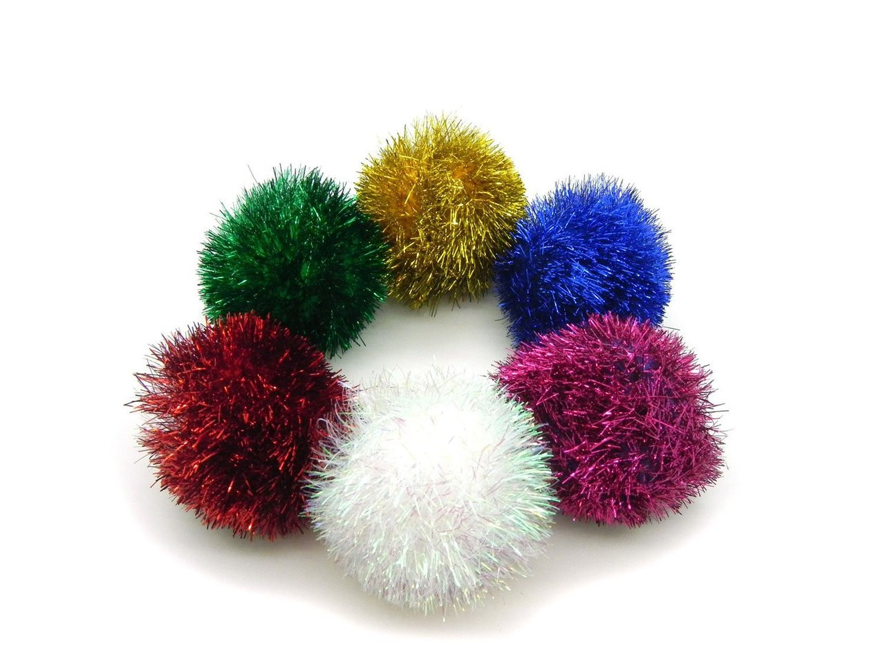 Rabbit Fur Pom Pom Ball Cat Toy - White