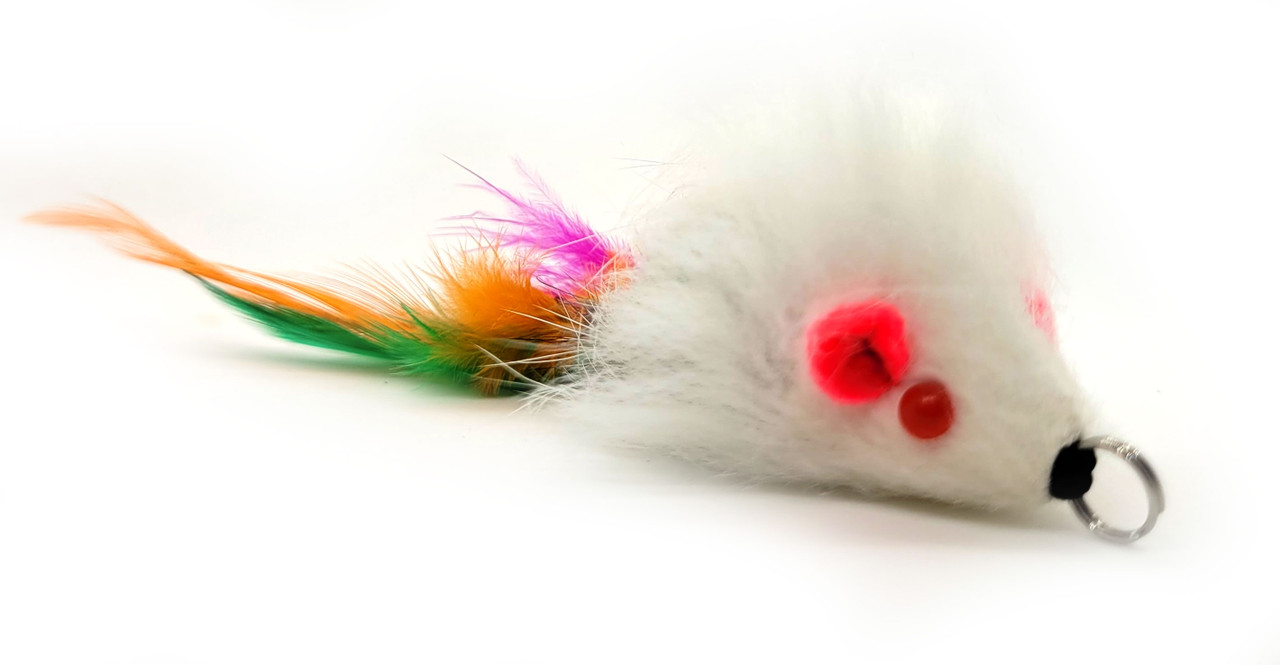 Rabbit Fur Mouse Teaser Wand Cat Toy Refill Feather Tail