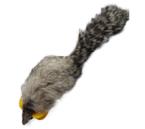 Gray Rabbit Fur Cat Toy Mouse With Squeaker - Interactive Play For Cats 10 thumbnail image