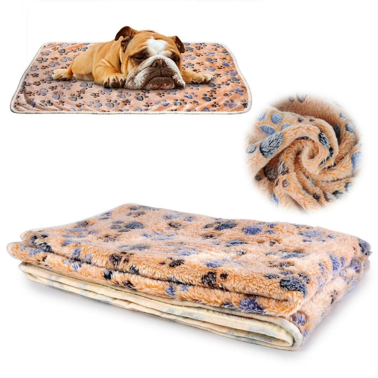 Fleece Pet Blanket for Cats or Small Dogs Paw Print Design