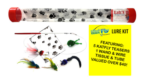 Cat toy Wand with 5 Kat lure Kat Fly Teaser Toys