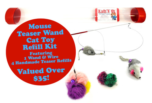 Mouse Teaser Wand Cat Toy Refill Kit