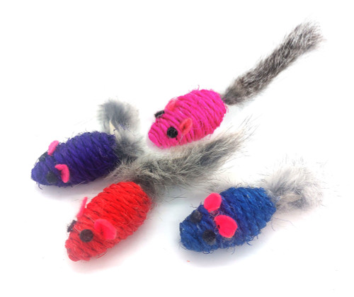 Sisal Rope Cat Toy 4 Pack Blue, Pink, Red, Purple
