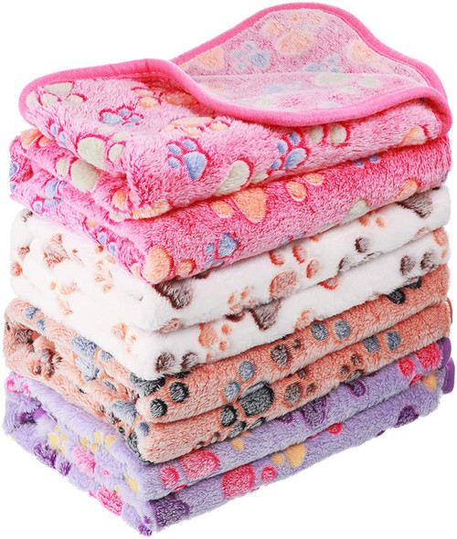 paw print fleece pet blanket