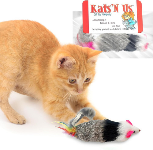 Dat Darn Ferret Mouse with Feather Fur Cat Toy