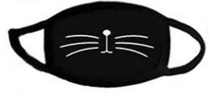 Black mask with smiling cat face