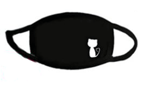 Black mask with cat sitting silhouette