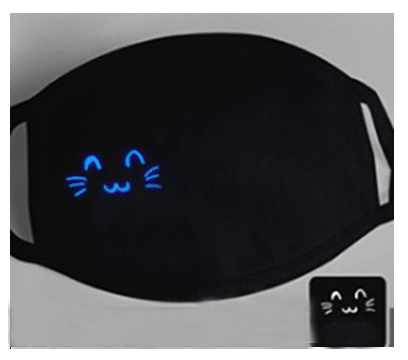 Black mask with happy cat face