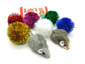 Sparkle Ball and Fur Mouse Cat Toy Pack