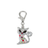 Rhinestone Cat Zipper Charm