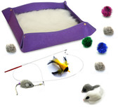 Kitten Starter Kit Cat Toy Cat Bed Combo - Purple