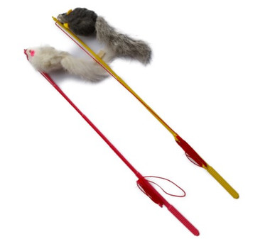 Catnip Filled Rabbit Fur Mouse Shaped Cat Toy With Pheasant Feather Tail Fishing  Pole Attachment Handmade in UK -  Canada