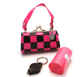 Poo Bags with Purse Dispenser - Pink Checker Design