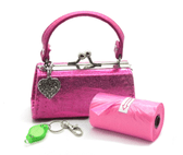 Poo Bags with Purse Dispenser - Glitter  Design Pink