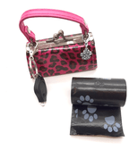 Poo Bags with Purse Dispenser - Animal Print Pink