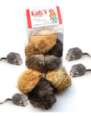 Real Rabbit Fur jumbo Pom Pom & Mouse Cat Toy -10 Pak