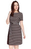 Contrast Side Pleated Dress - Brown
