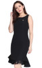 Crochet Flute Hem Dress - Black