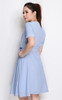 Pinstripe Notch Neck Dress - Blue