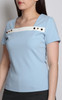 Contrast Square Neck Top - Blue