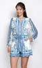 Baroque Print Romper - Blue