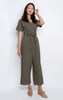 Contrast Stitch Jumpsuit - Olive