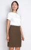 Front Slit Pencil Skirt - Taupe
