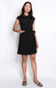 Collared Top Stitched Dress - Black
