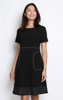 Contrast Stitch Work Dress - Black