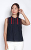 Embroidered Bib Top - Navy