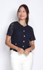 Lace Buttons Top - Navy