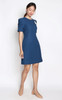 Puff Sleeves Work Dress - Blue