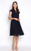 Pleated Chiffon Dress - Navy